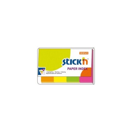 Zakładki Indeksujące Papierowe Stick'n 50x20mm 4 Kol Neon 200szt/opak 21205 070858